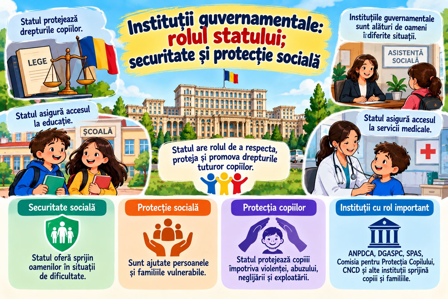 Instituții guvernamentale: rolul statului; securitate și protecție socială
