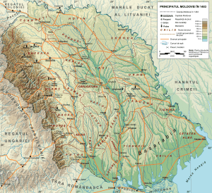 Principatul Moldovei în timpul lui Ștefan cel Mare (1483) | sursa: wikipedia.org