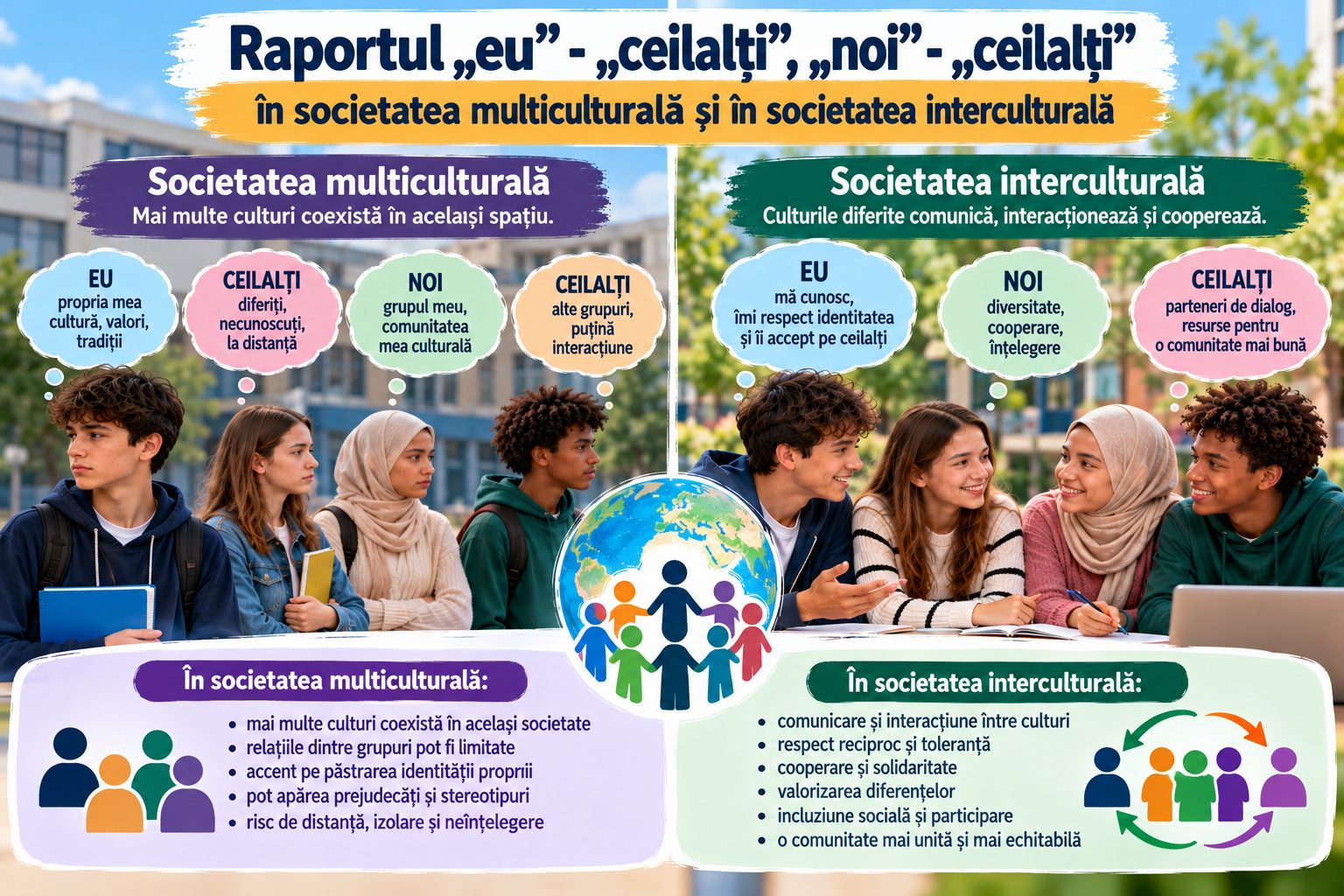Raportul „eu” – „ceilalți”, „noi” – „ceilalți” în societatea multiculturală și în societatea interculturală