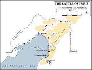 Bătălia de la Issos (333 î.Hr.) - mișcarea trupelor | sursa: Frank Martini - worldhistory.org