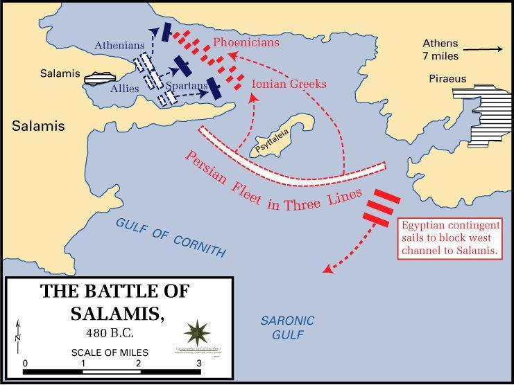 Bătălia de la Salamina (480 î.Hr.) | sursa: Dept. of History, US Military Academy - worldhistory.org