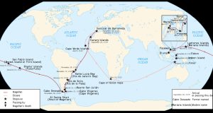 Călătoria lui Fernando Magellan în jurul lumii | sursa: Sémhur & Uxbona - worldhistory.org