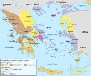 Dialectele grecești în Epoca clasică | sursa: wikipedia.org