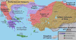 Divizarea Imperiului Bizantin în 1204 | sursa: cs.wikipedia.org