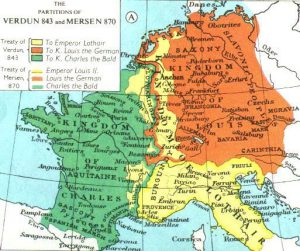 Divizarea Imperiului Carolingian (843-870) | sursa: Michael Griffith - worldhistory.org