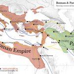 Drumurile comerciale ale romanilor și parților | sursa: Jan van der Crabben - worldhistory.org