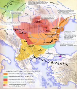 Evoluția Primului Țarat Bulgar (680-1018) | sursa: Radu Oltean
