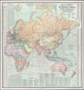 Emisfera estică a lumii (1910) | sursa: geographicus.com