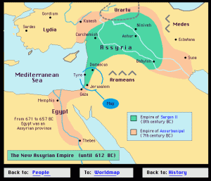 Imperiul Asirian (sec. VIII-VII î.Hr.) | sursa: hyperhistory.com