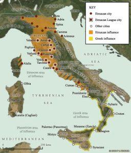 Influențele etruscilor și grecilor în Italia | sursa: P L Kessler - worldhistory.org