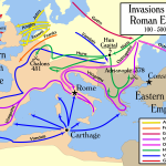 Invaziile cu care s-a confruntat Imperiul Roman între anii 100-500 | sursa: MapMaster - worldhistory.org