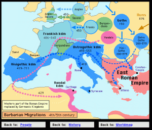 Migrațiile barbare (sec. IV-V) | sursa: hyperhistory.com