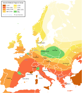 Răspândirea „Morții Negre” în Europa | sursa: wikipedia.org