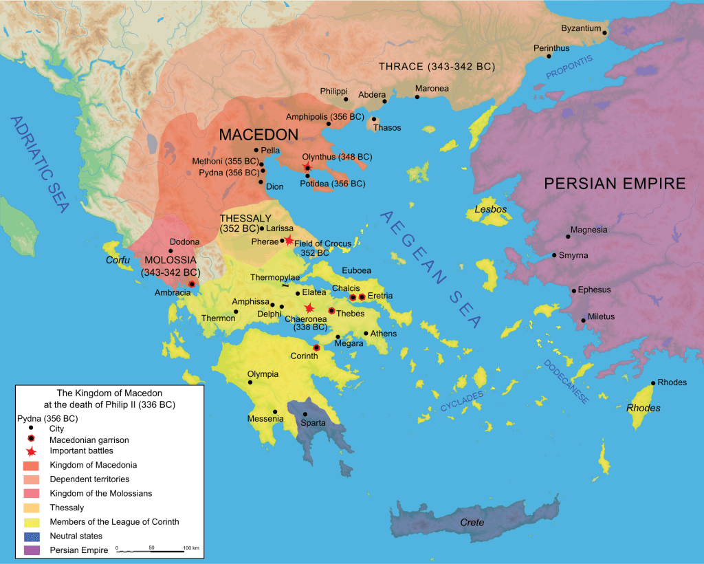 Regatul Macedonean la moartea lui Filip al II-lea | sursa: wikipedia.org