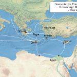 Rutele comerciale din Marea Mediterană în Epoca bronzului | sursa: Kelly Macquire - worldhistory.org