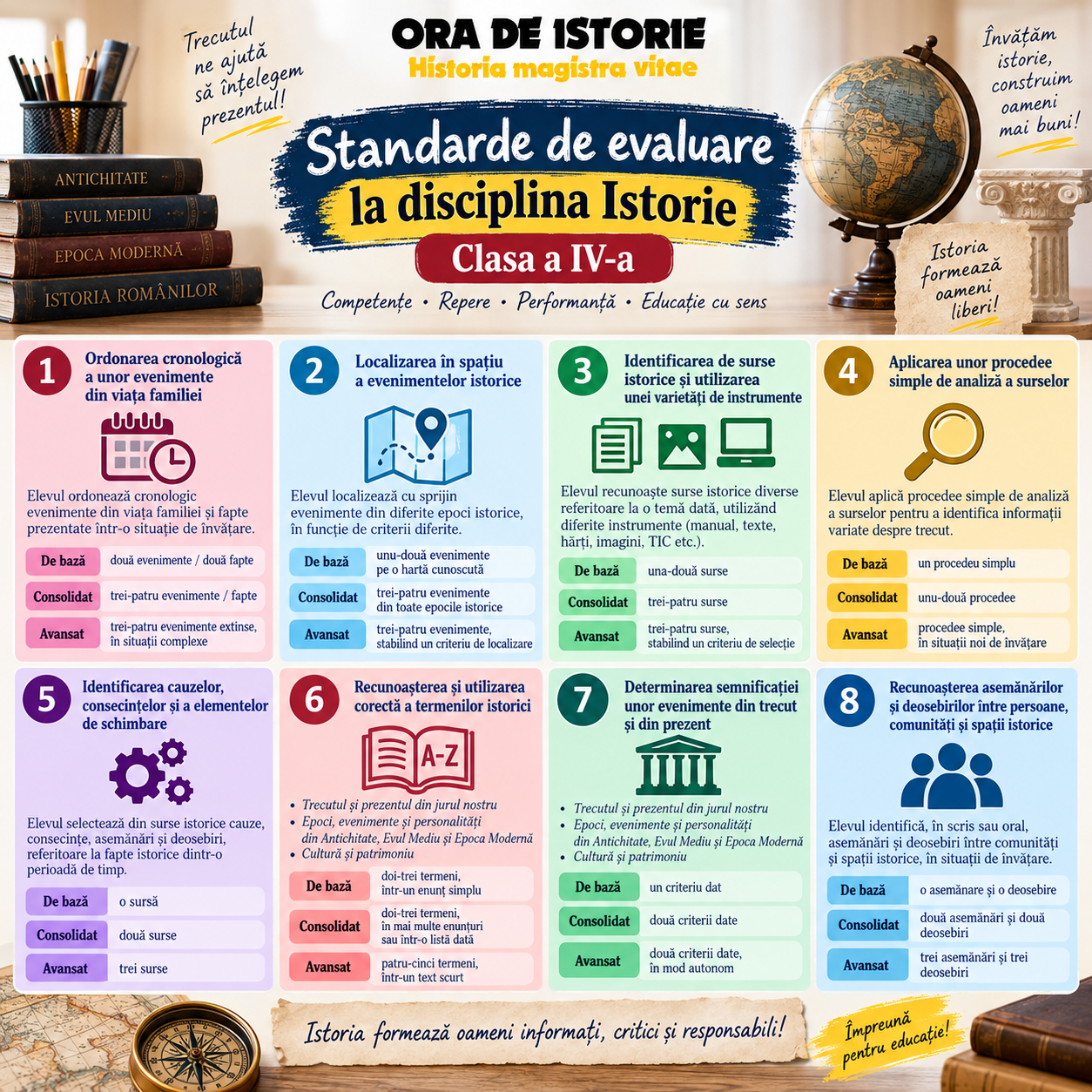 Standarde naționale de evaluare la disciplina Istorie la clasa a IV-a