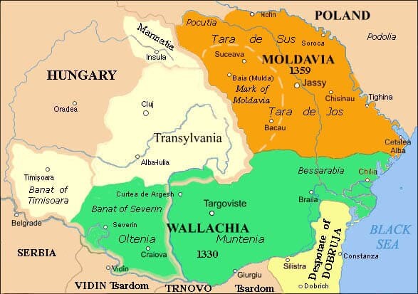 Țările Române în a doua jumătate a veacului al XIV-lea | sursa: wikipedia.org
